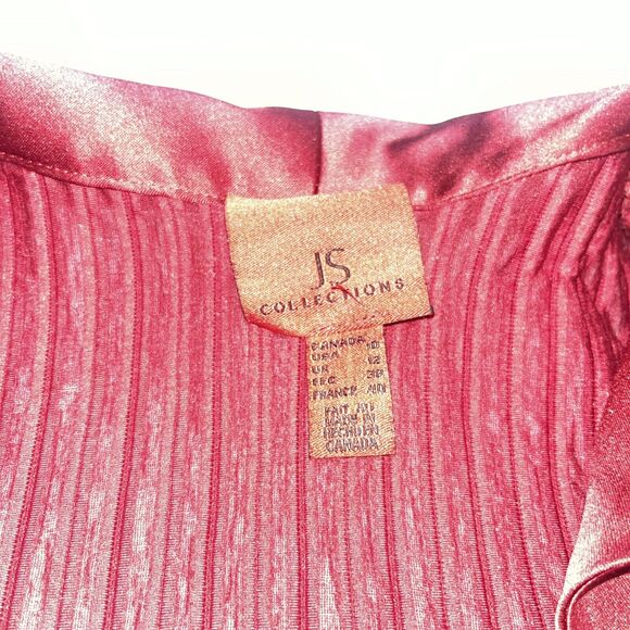 Vintage Designer JS Collections Ruby Red Vixen Blouse Sz 10 Crystal Buttons - Picture 4 of 12